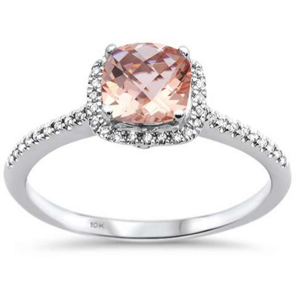 white gold morganite and diamonds ring